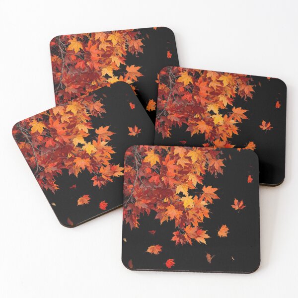Item preview, Autumn Maple Leaves Falling Against Black Background designed and sold by optimusprime39.