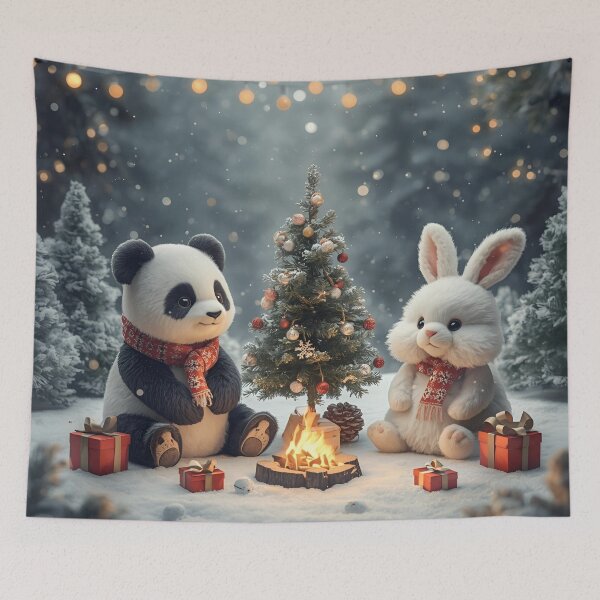 Item preview, Panda & Bunny Celebrate Christmas in the Snow designed and sold by WildlifeWhimsy.