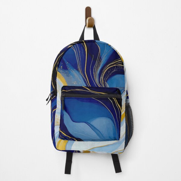 Item preview, Blue Gold White Abstract Fluid Art designed and sold by Vicky Brago-Mitchell®.