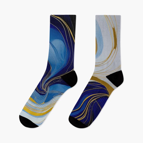 Item preview, Blue Gold White Abstract Fluid Art designed and sold by Vicky Brago-Mitchell®.