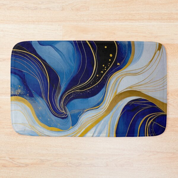 Item preview, Blue Gold White Abstract Fluid Art designed and sold by Vicky Brago-Mitchell®.
