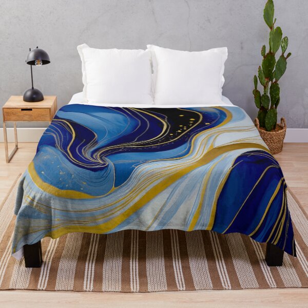 Item preview, Blue Gold White Abstract Fluid Art designed and sold by Vicky Brago-Mitchell®.