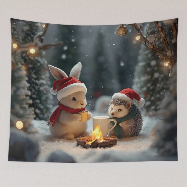 Item preview, Bunny & Hedgehog’s Christmas Campfire designed and sold by WildlifeWhimsy.