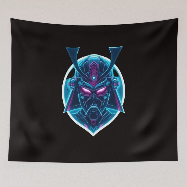 Item preview, Neon Cyber Samurai – Futuristic Japanese Warrior Helmet Art designed and sold by Chic  Artistry.
