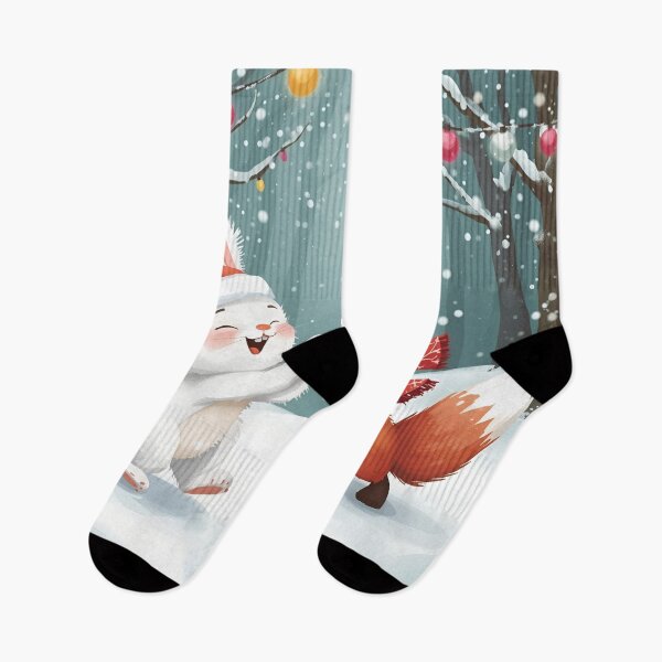 Item preview, Bunny & Fox’s Christmas Snowball Fight designed and sold by WildlifeWhimsy.