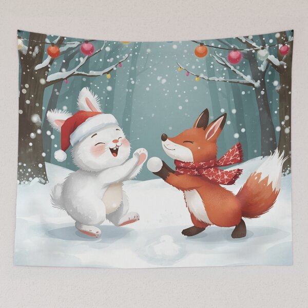Item preview, Bunny & Fox’s Christmas Snowball Fight designed and sold by WildlifeWhimsy.