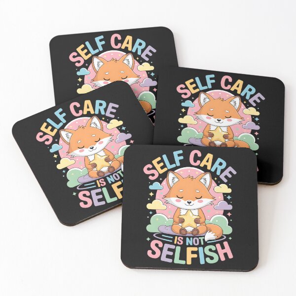 Item preview, Self Care – Kawaii Fox Positive Mental Wellness Motivation designed and sold by Taans-Creation.