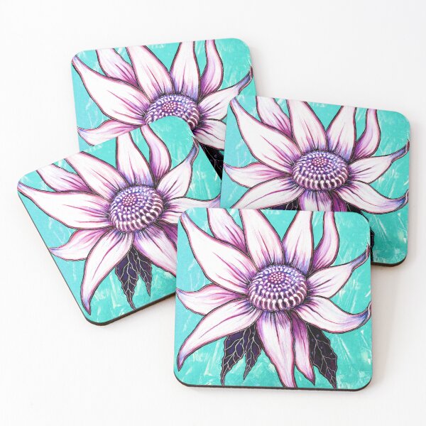 Item preview, Dancing flower on  Aqua Blue designed and sold by Linda Callaghan.