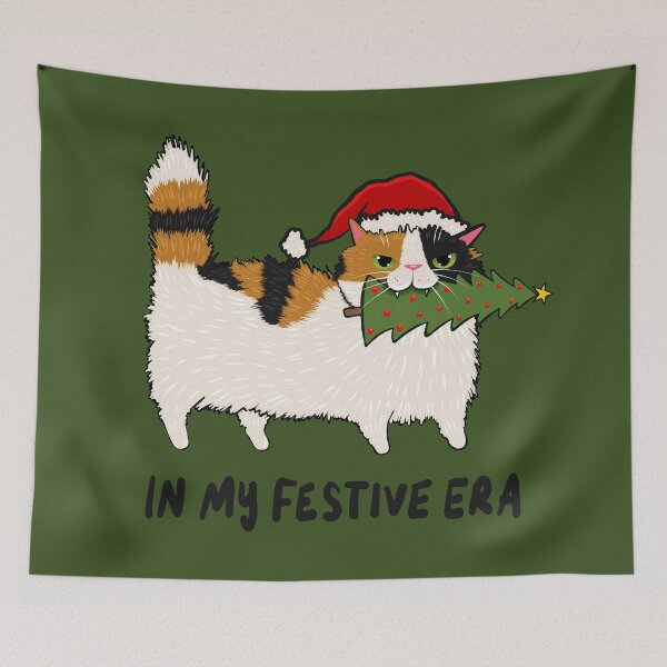 Item preview, In My Festive Era Calico Cat designed and sold by KilkennyCat Art.