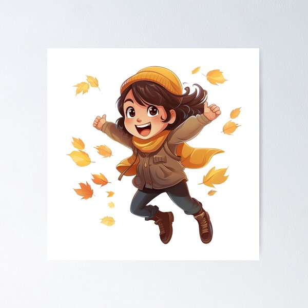 Item preview, Autumn Leaf Jump Girl designed and sold by New-School-Wave.