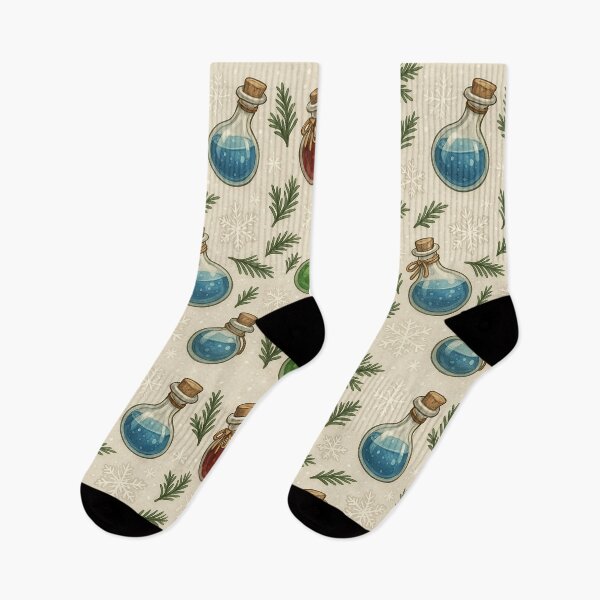 Item preview, Winter Evergreen Potions – Cozy Holiday Seamless Pattern designed and sold by AlcheArtsStudio.