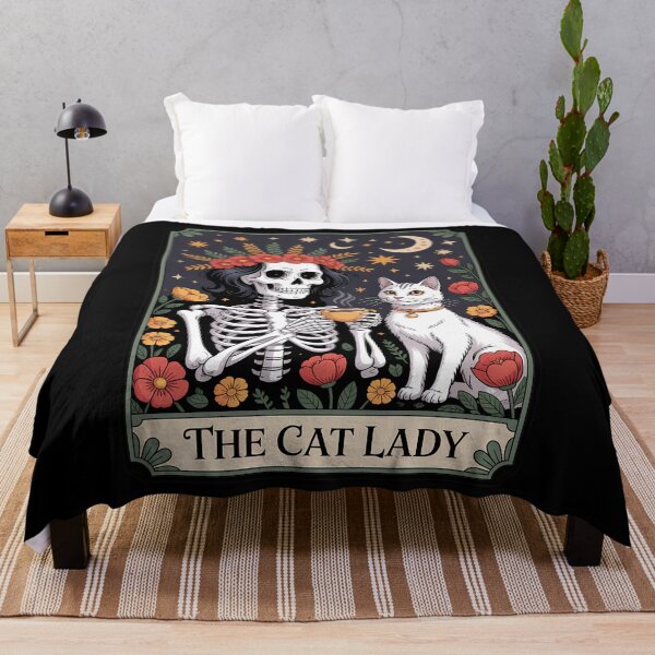 Item preview, Mystic Skeleton The Cat Lady With Coffee Tarot Card Vibes designed and sold by papertaless.