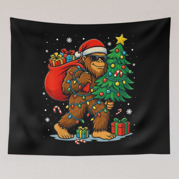 Item preview, Classic Vintage Lights Festive Christmas Tree Bigfoot Retro Christmas Holiday designed and sold by FrankyTepper.