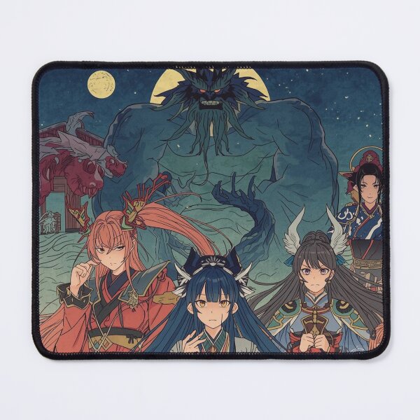 Item preview, Celestial Zodiac Goddess Five – Anime Ukiyo-e Fantasy with Giant Kaiju & Moonlit Waves designed and sold by Vandy Fullam.