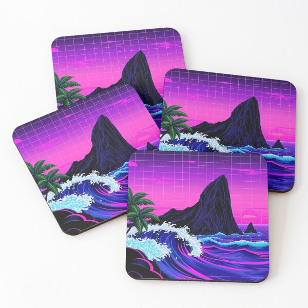 Item preview, Neon Synthwave Ocean Waves Retro Sunset Vaporwave Art designed and sold by EllDAV777.