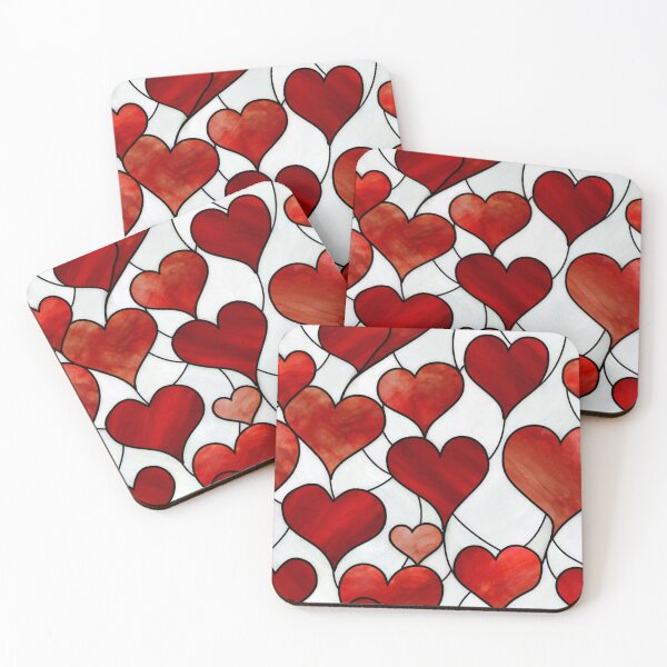 Item preview, Stained Glass Red Hearts Pattern – Romantic Love Design designed and sold by casualnature.