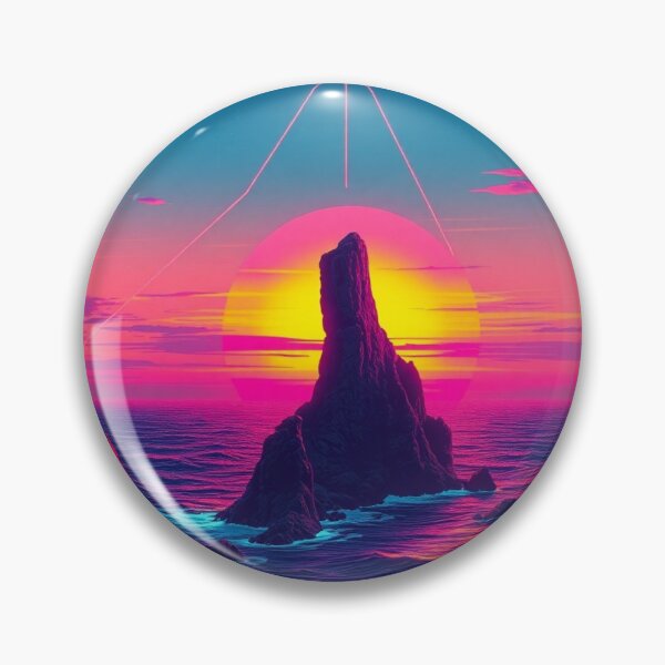 Item preview, Neon Synthwave Sunset Rock Geometric Vaporwave Art designed and sold by EllDAV777.