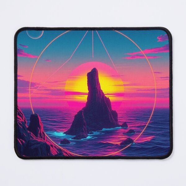 Item preview, Neon Synthwave Sunset Rock Geometric Vaporwave Art designed and sold by EllDAV777.
