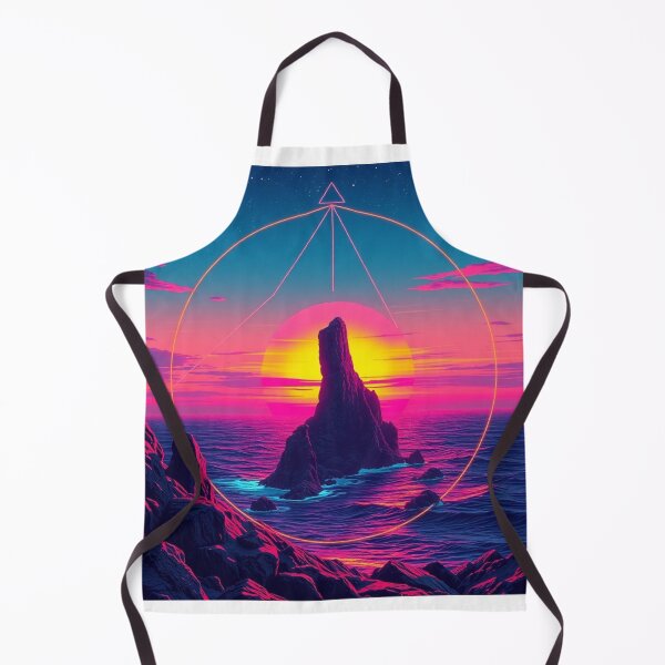 Item preview, Neon Synthwave Sunset Rock Geometric Vaporwave Art designed and sold by EllDAV777.