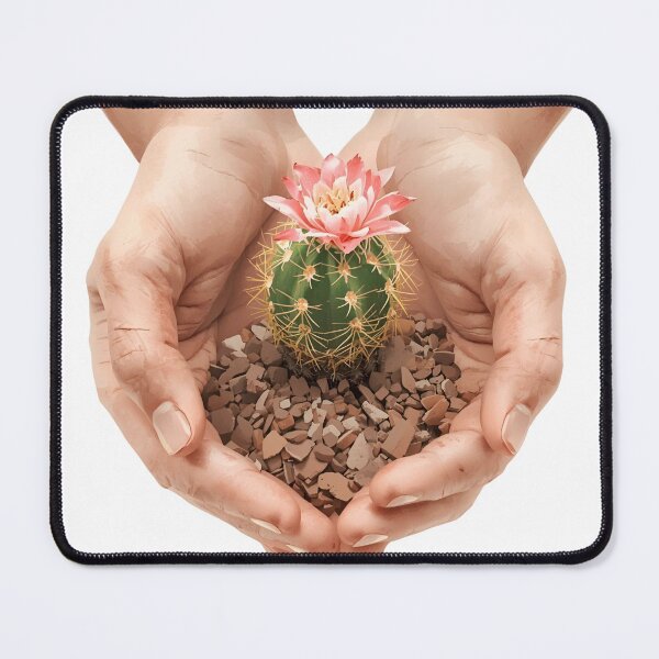 Item preview, Hands Holding Cactus with Flower, Gentle Botanical Illustration Sticker designed and sold by Moodune.