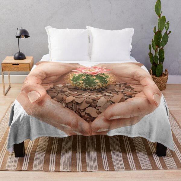 Item preview, Hands Holding Cactus with Flower, Gentle Botanical Illustration Sticker designed and sold by Moodune.