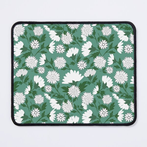 Item preview, White flowers with green leaf on green background designed and sold by Nonnipa.