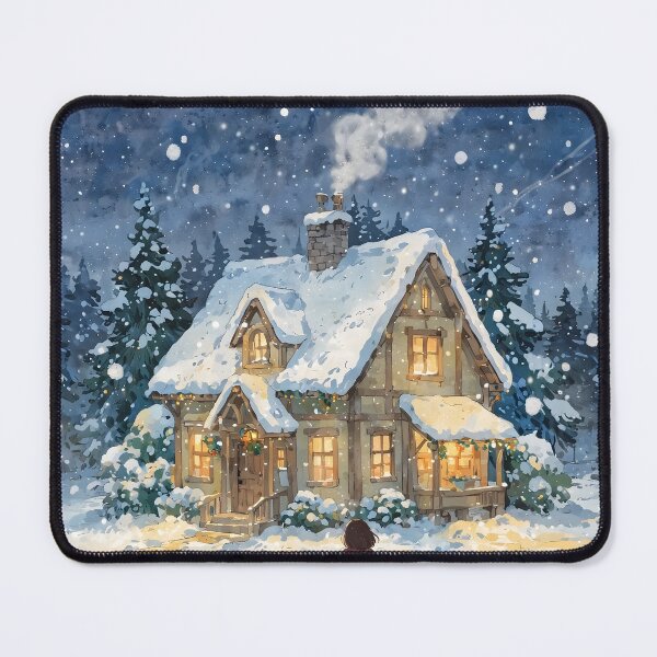 Item preview, Ghibli Christmas Cottage | Cozy Snowy Night Anime Art designed and sold by Chibifaceneko.