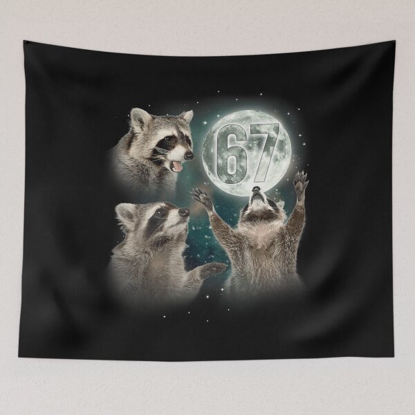 Item preview, 67 Meme 3 Racoon Howling at The Moon 6 7 Six Seven Meme designed and sold by Artifyo.