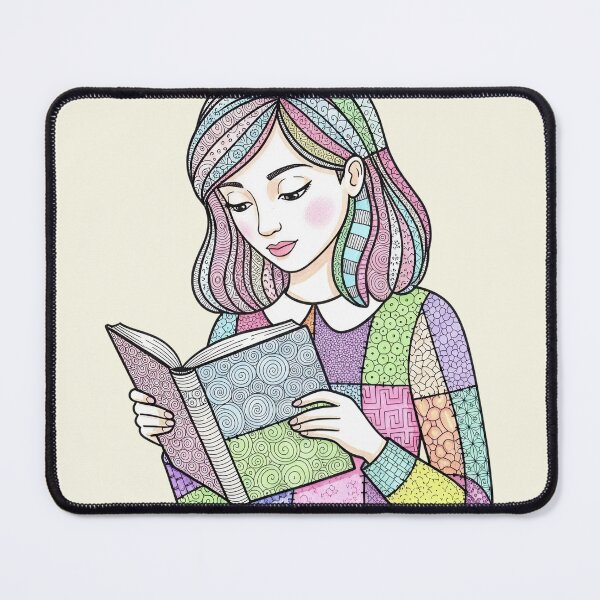 Item preview, Zentangle Girl Reading a Book designed and sold by KiwiRider.