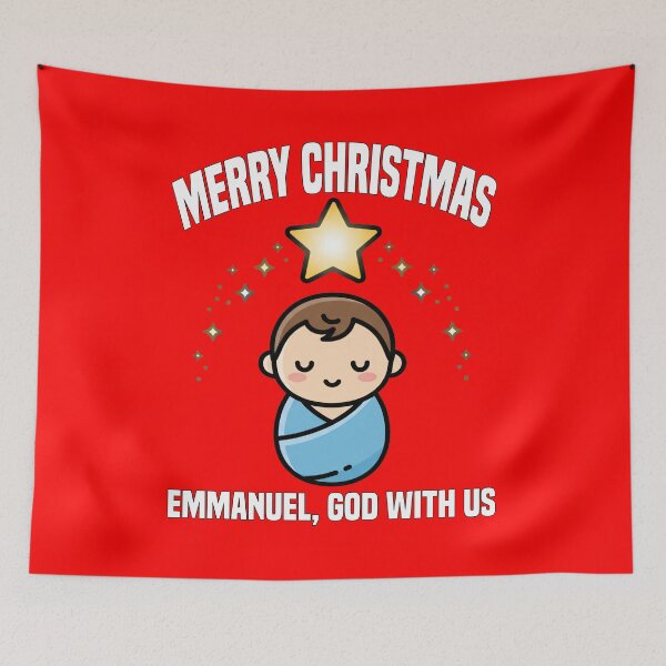 Item preview, MERRY CHRISTMAS - EMMANUEL, GOD WITH US | Baby Jesus Holy Light | Christian Nativity Design designed and sold by KEF Custom.