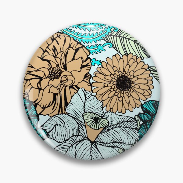 Item preview, Teal Flowers in Lines designed and sold by ViaARTfactory.