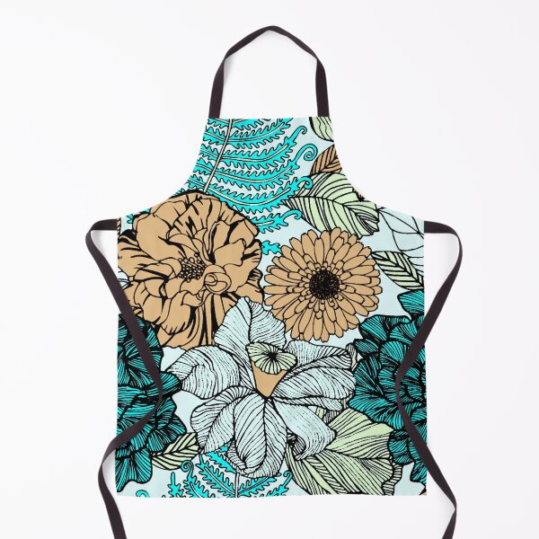 Item preview, Teal Flowers in Lines designed and sold by ViaARTfactory.