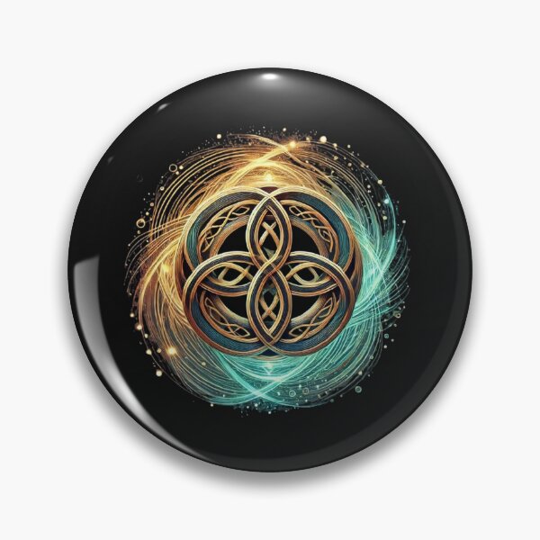 Item preview, Interwoven Celtic Circles with Golden and Teal Energy designed and sold by CelticSoulShop.