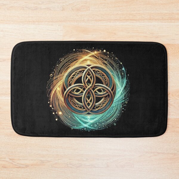 Item preview, Interwoven Celtic Circles with Golden and Teal Energy designed and sold by CelticSoulShop.