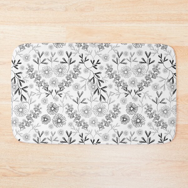Item preview, Black simple flowers and leaf on white background designed and sold by Nonnipa.