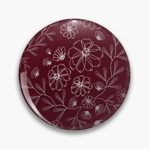 Item preview, White flowers hand drawing with leaf on dark-red background designed and sold by Nonnipa.
