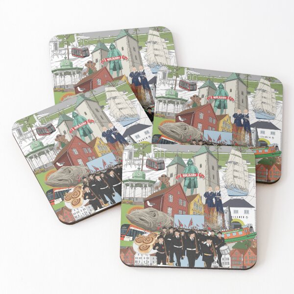 Item preview, Bergen Norway Collage – Iconic City Landmarks & Culture Illustration designed and sold by Grind107.