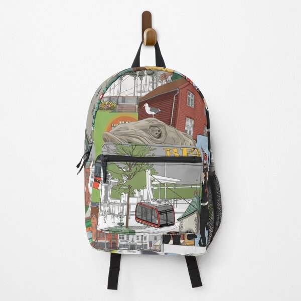 Item preview, Bergen Norway Collage – Iconic City Landmarks & Culture Illustration designed and sold by Grind107.
