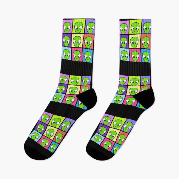 Item preview, Pop Art Aliens Socks Funny UFO designed and sold by SOCKSbySBD.