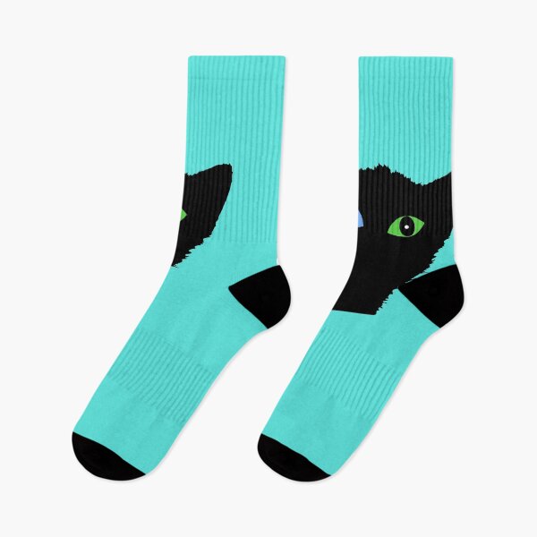 Item preview, Black Cat with Green and Blue Eyes designed and sold by SOCKSbySBD.