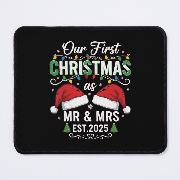 Item preview, "Our First Christmas as Mr & Mrs Est. 2025" Newlywed Holiday Design designed and sold by StarprintTees.