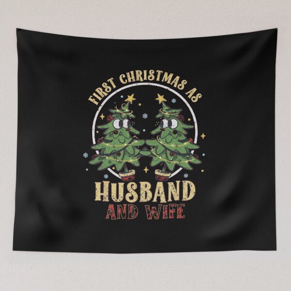 Item preview, Vintage Cartoon Trees "First Christmas as Husband and Wife" Distressed Design designed and sold by StarprintTees.