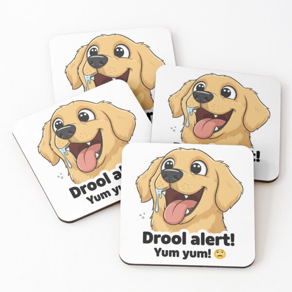 Item preview, Drool Alert: Yum Yum! (Funny Golden Retriever Dog Sticker) designed and sold by MiracleDroplet.