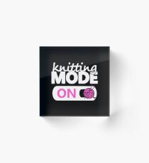 knitting mode on pink Acrylic Block