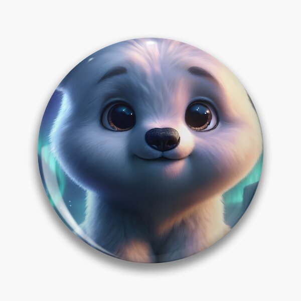 Artikelvorschau, Chibi Polar Bear – Cute Arctic Pup Under the Northern Lights entworfen und verkauft von Buttonquill.
