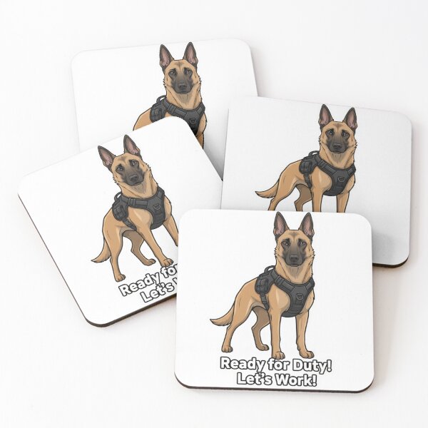 Item preview, Ready for Duty! Let's Work! (K9 Belgian Malinois in Tactical Harness) designed and sold by MiracleDroplet.