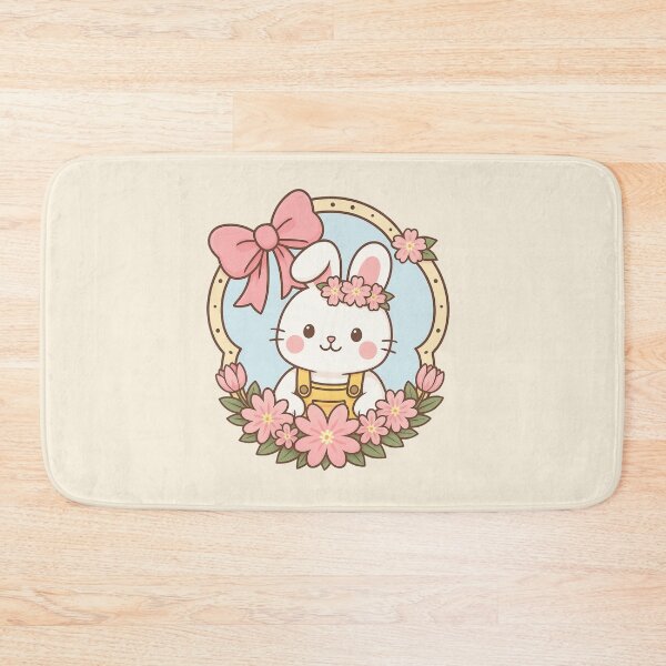 Item preview, Cute Floral Bunny – Pastel Kawaii Rabbit with Spring Flowers designed and sold by Toti Twinkle.