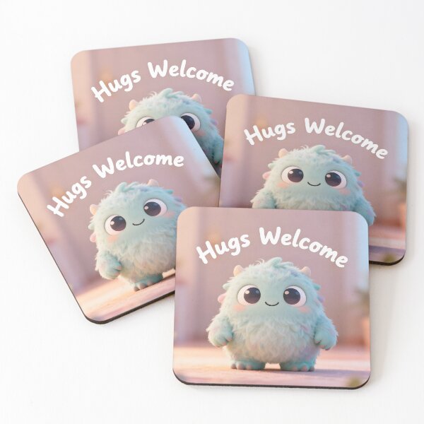 Item preview, Hugs Welcome – Cute Pastel Fluffy Monster designed and sold by Buttonquill.
