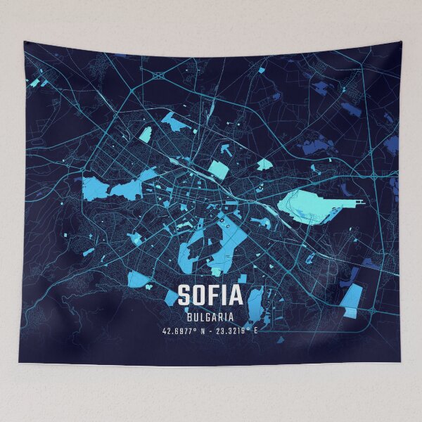 Item preview, Sofia Midnight City Map designed and sold by HomeLivingCo.