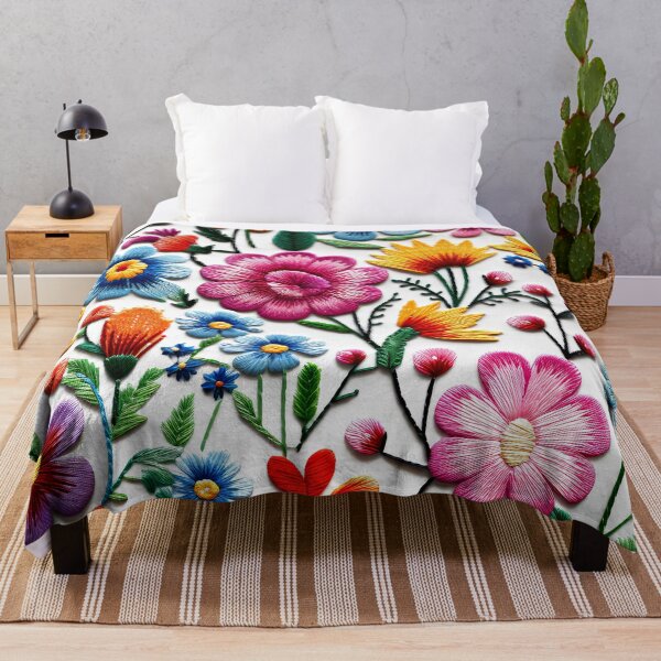 Item preview, Vintage Embroidery-Inspired Elegant Colorful Floral Designs Art designed and sold by DEC02.